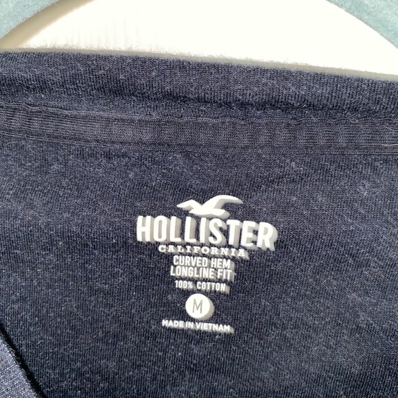 Hollister Men's Black and Blue‎ pink Graphic T-Shirt summertime medium - Picture 4 of 9